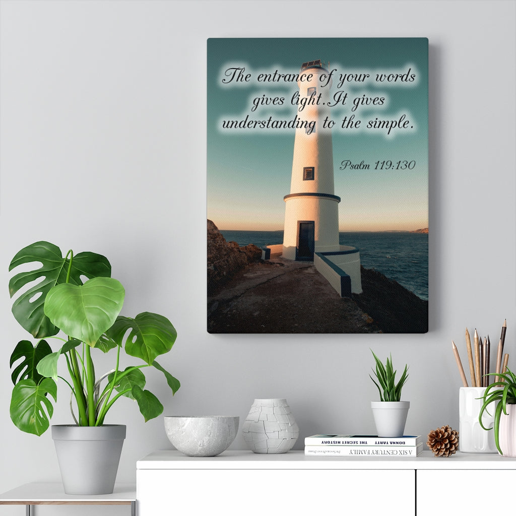 Scripture Walls Words Gives Light Psalm 119:130 Bible Verse Canvas Christian Wall Art Ready to Hang Unframed-Express Your Love Gifts