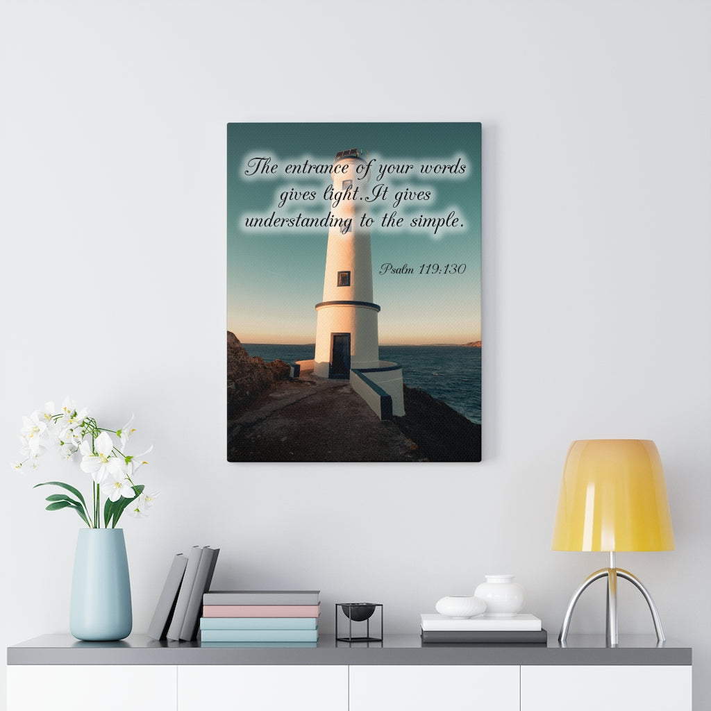 Scripture Walls Words Gives Light Psalm 119:130 Bible Verse Canvas Christian Wall Art Ready to Hang Unframed-Express Your Love Gifts