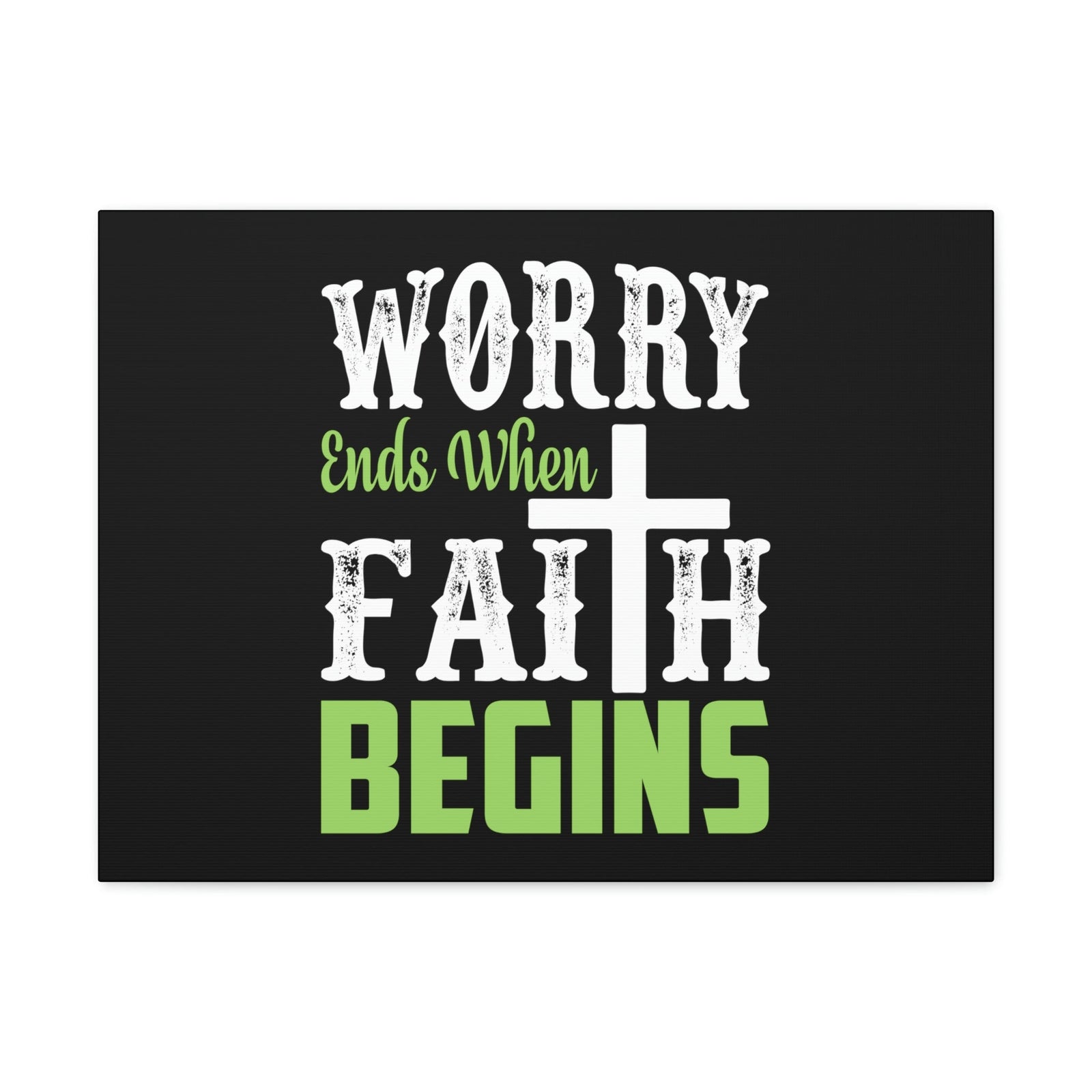Scripture Walls Worry Ends When Faith Begins 1 Peter 5:7 Green Christian Wall Art Bible Verse Print Ready to Hang Unframed-Express Your Love Gifts