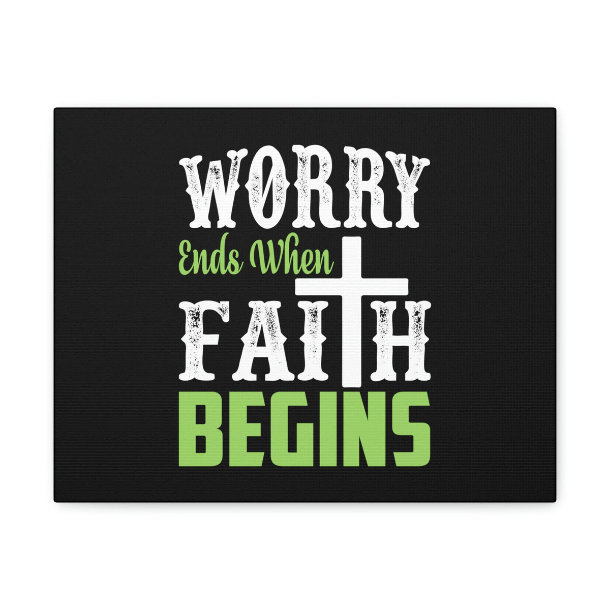 Scripture Walls Worry Ends When Faith Begins 1 Peter 5:7 Green Christian Wall Art Bible Verse Print Ready to Hang Unframed-Express Your Love Gifts