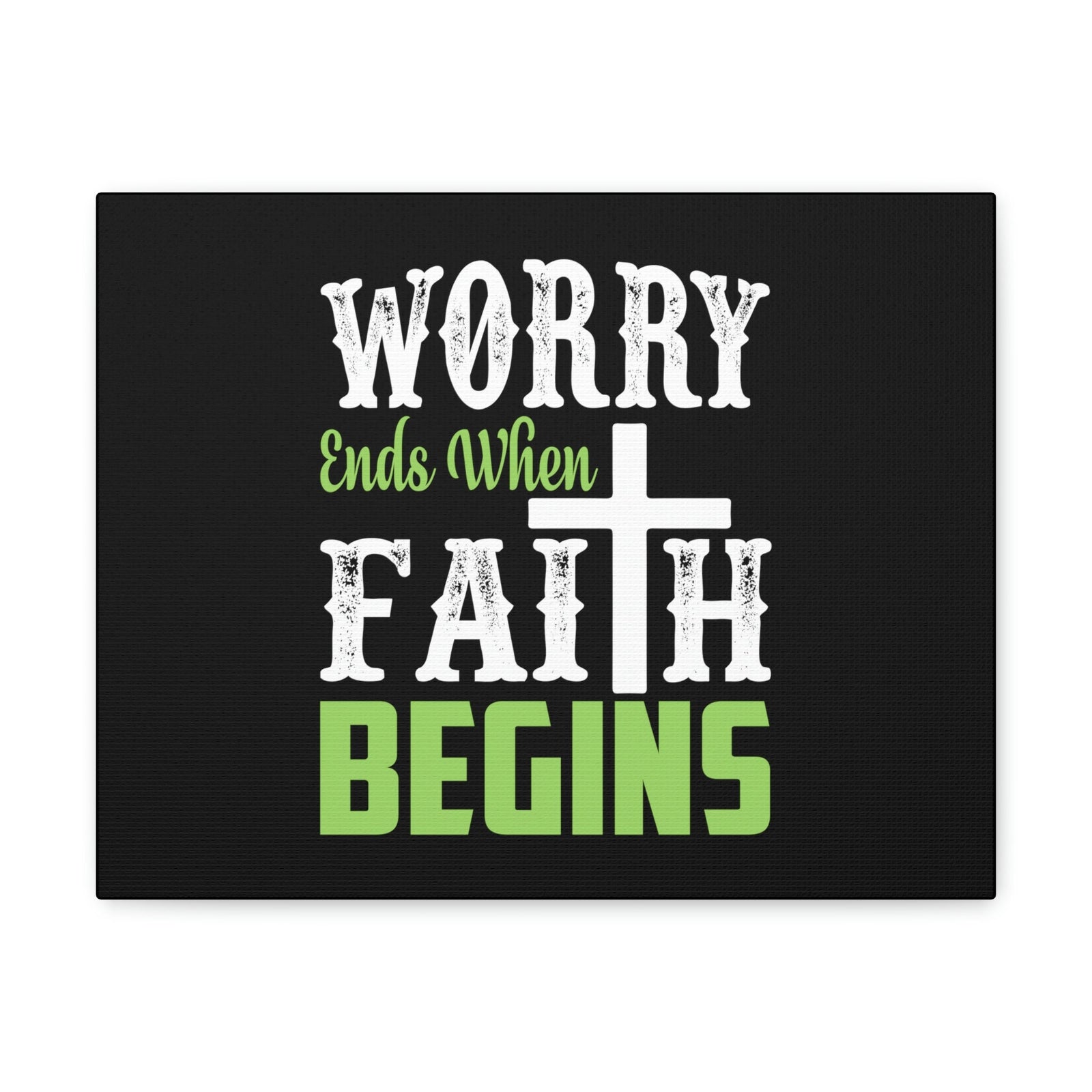 Scripture Walls Worry Ends When Faith Begins 1 Peter 5:7 Green Christian Wall Art Bible Verse Print Ready to Hang Unframed-Express Your Love Gifts