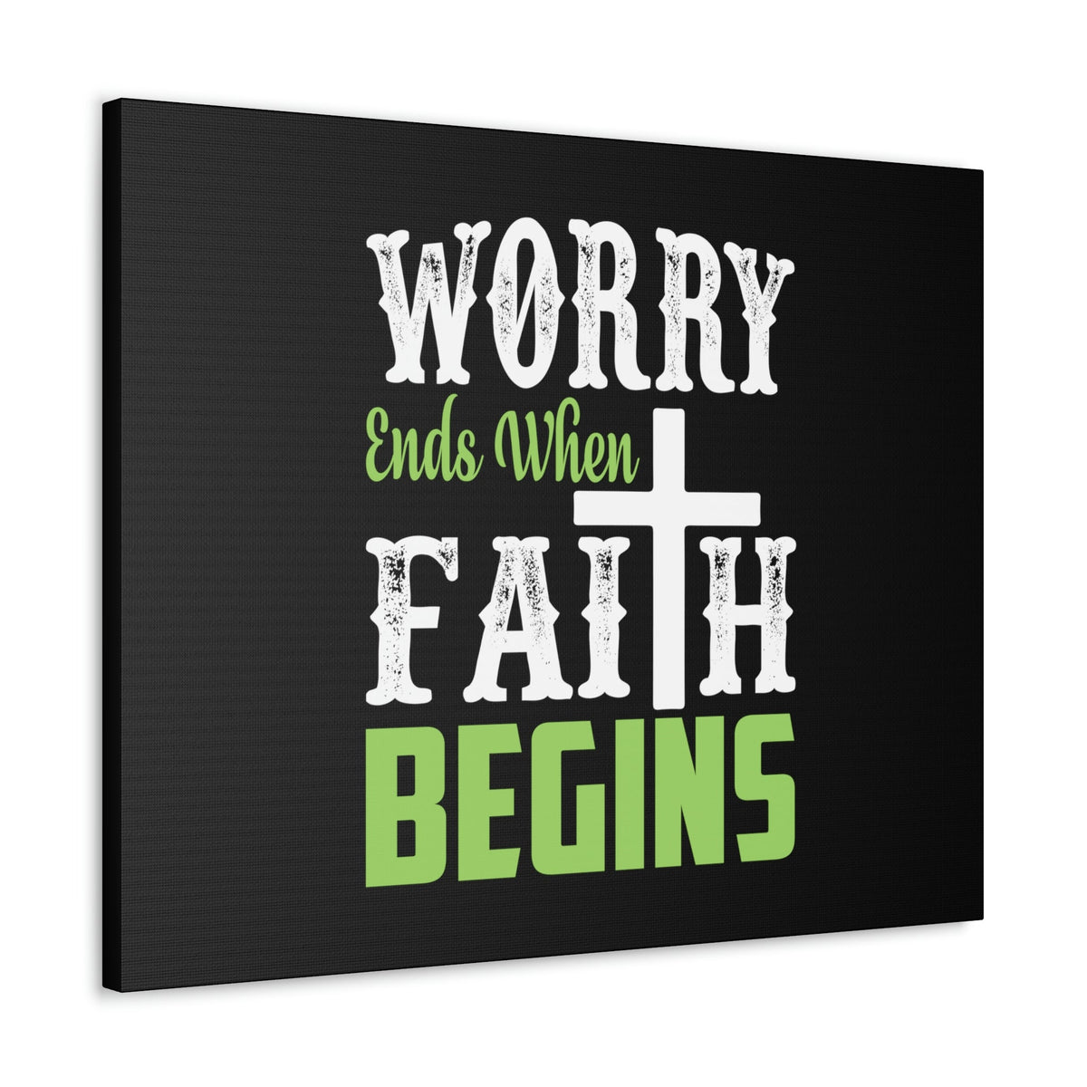 Scripture Walls Worry Ends When Faith Begins 1 Peter 5:7 Green Christian Wall Art Bible Verse Print Ready to Hang Unframed-Express Your Love Gifts