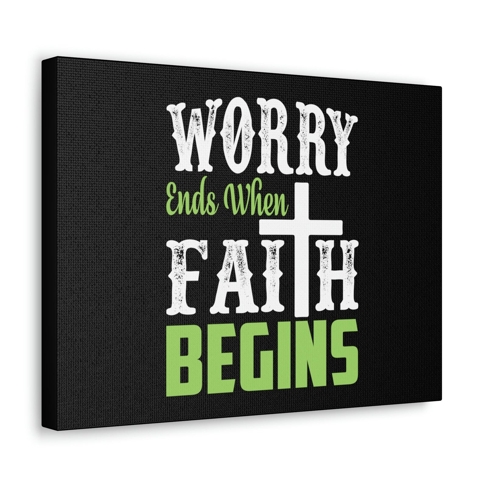 Scripture Walls Worry Ends When Faith Begins 1 Peter 5:7 Green Christian Wall Art Bible Verse Print Ready to Hang Unframed-Express Your Love Gifts