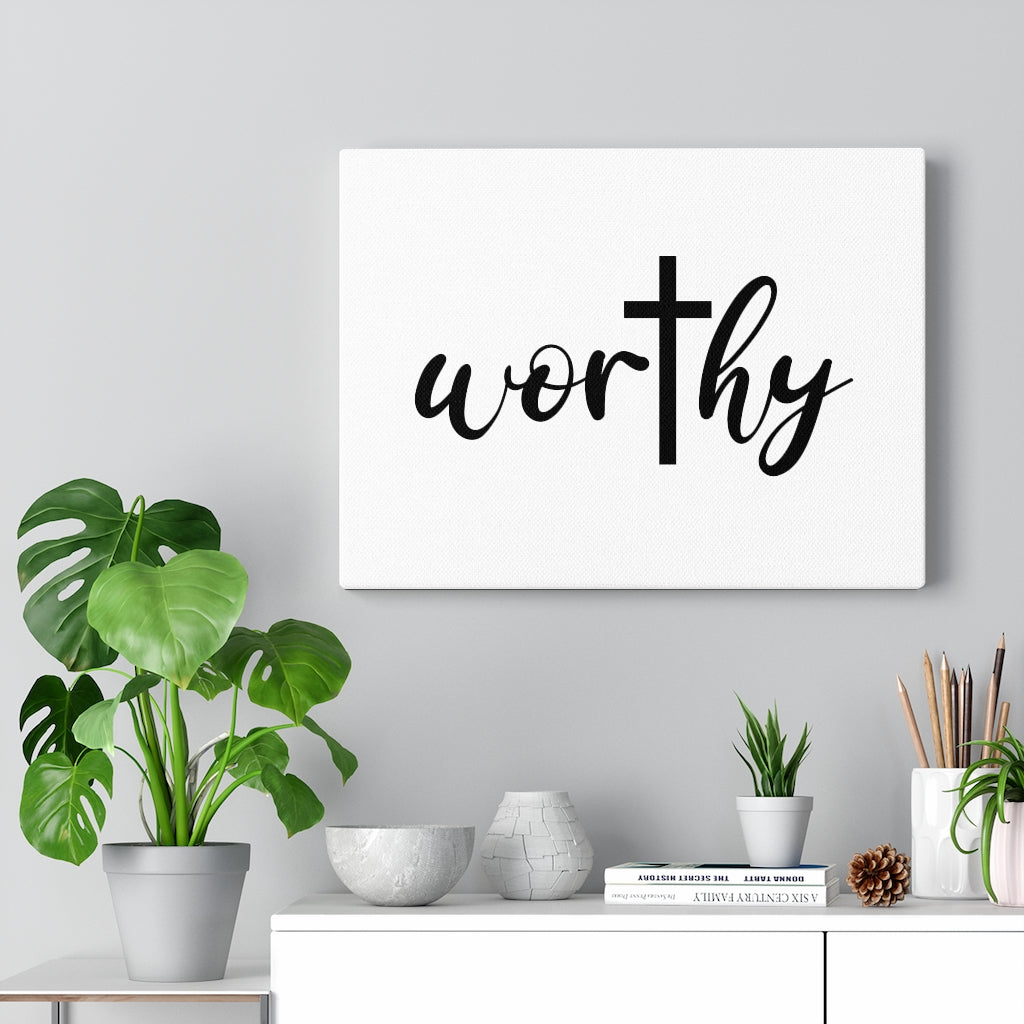Scripture Walls Worthy Bible Verse Canvas Christian Wall Art Ready to Hang Unframed-Express Your Love Gifts