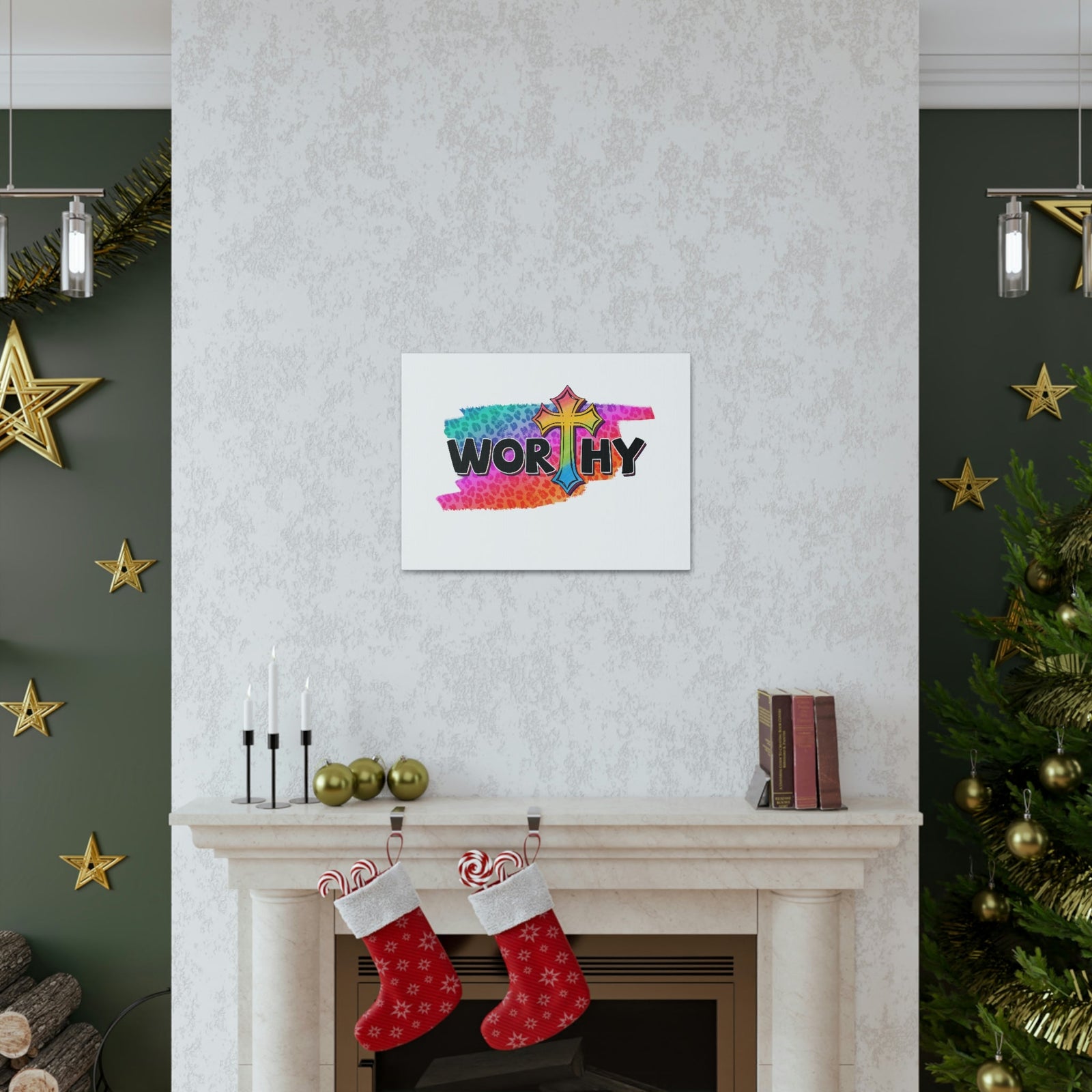 Scripture Walls Worthy Ephesians 4:1 Rainbow Cross Christian Wall Art Bible Verse Print Ready to Hang Unframed-Express Your Love Gifts
