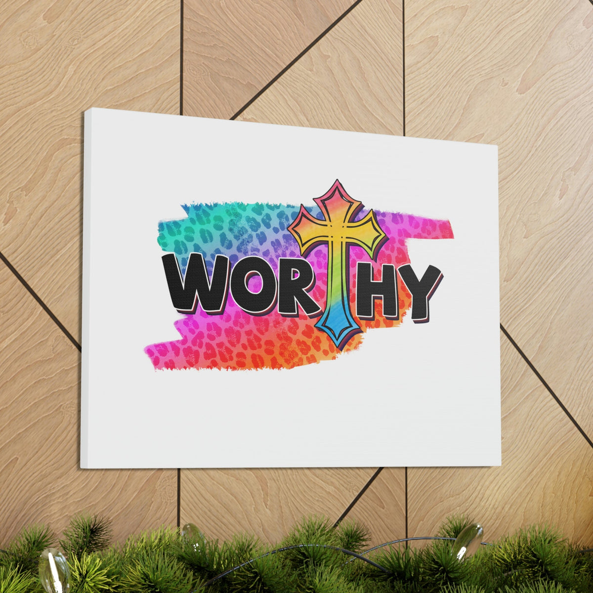 Scripture Walls Worthy Ephesians 4:1 Rainbow Cross Christian Wall Art Bible Verse Print Ready to Hang Unframed-Express Your Love Gifts