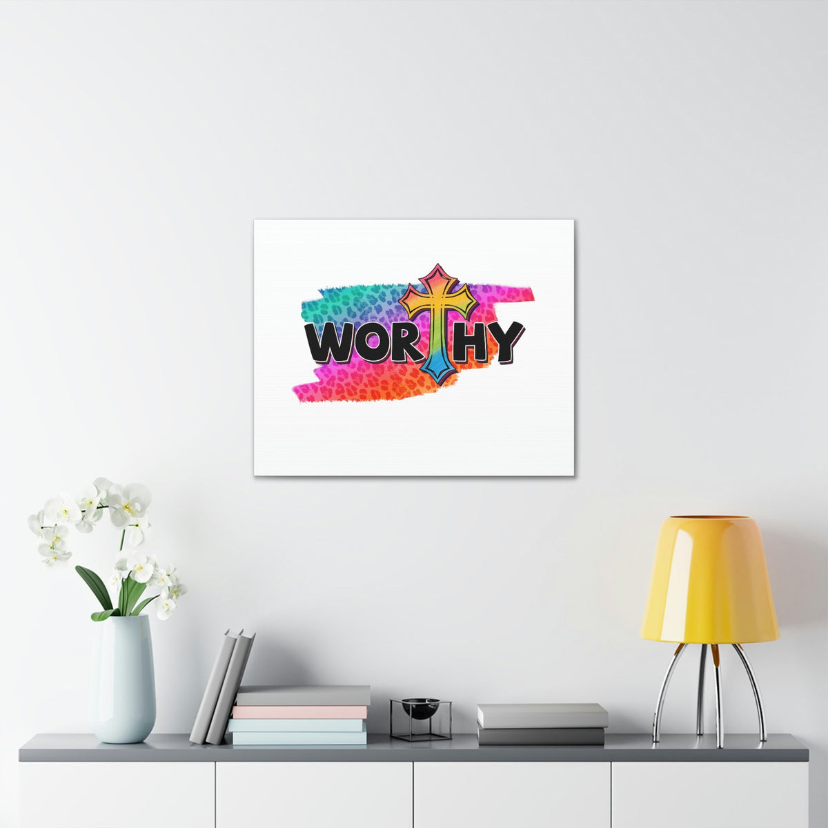 Scripture Walls Worthy Ephesians 4:1 Rainbow Cross Christian Wall Art Bible Verse Print Ready to Hang Unframed-Express Your Love Gifts