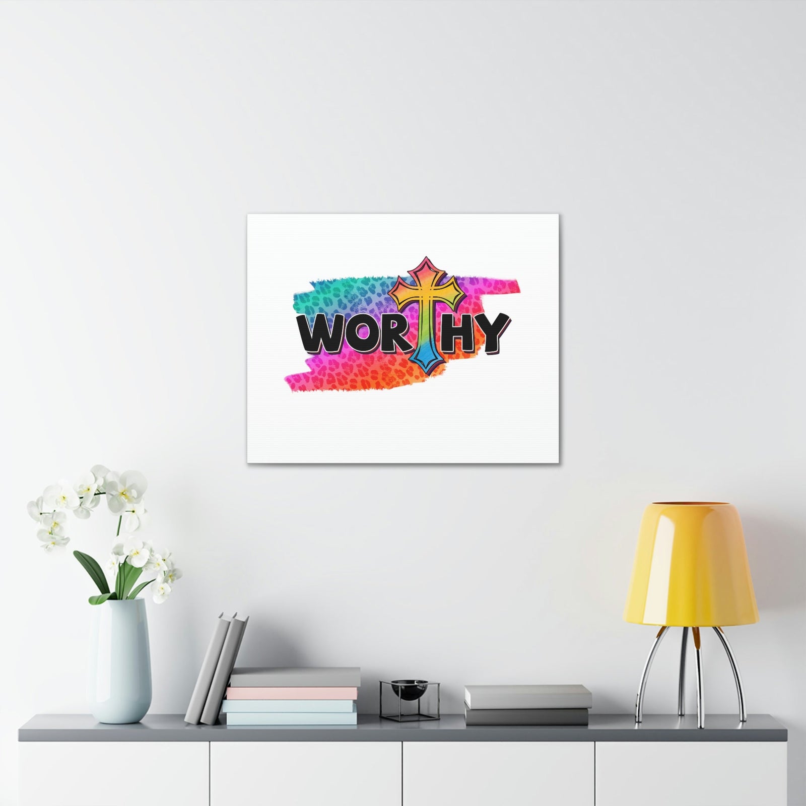 Scripture Walls Worthy Ephesians 4:1 Rainbow Cross Christian Wall Art Bible Verse Print Ready to Hang Unframed-Express Your Love Gifts