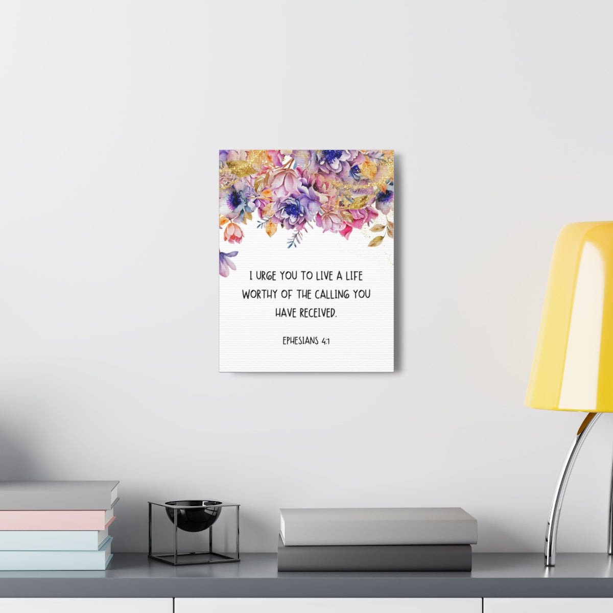 Scripture Walls Worthy Of The Calling Ephesians 4:1 Floral Bible Verse Canvas Christian Wall Art Ready to Hang Unframed-Express Your Love Gifts