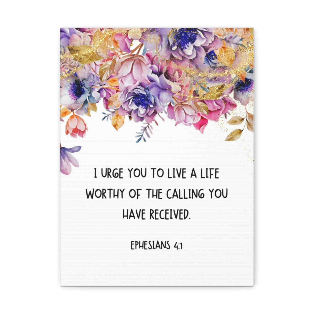 Scripture Walls Worthy Of The Calling Ephesians 4:1 Floral Bible Verse Canvas Christian Wall Art Ready to Hang Unframed-Express Your Love Gifts