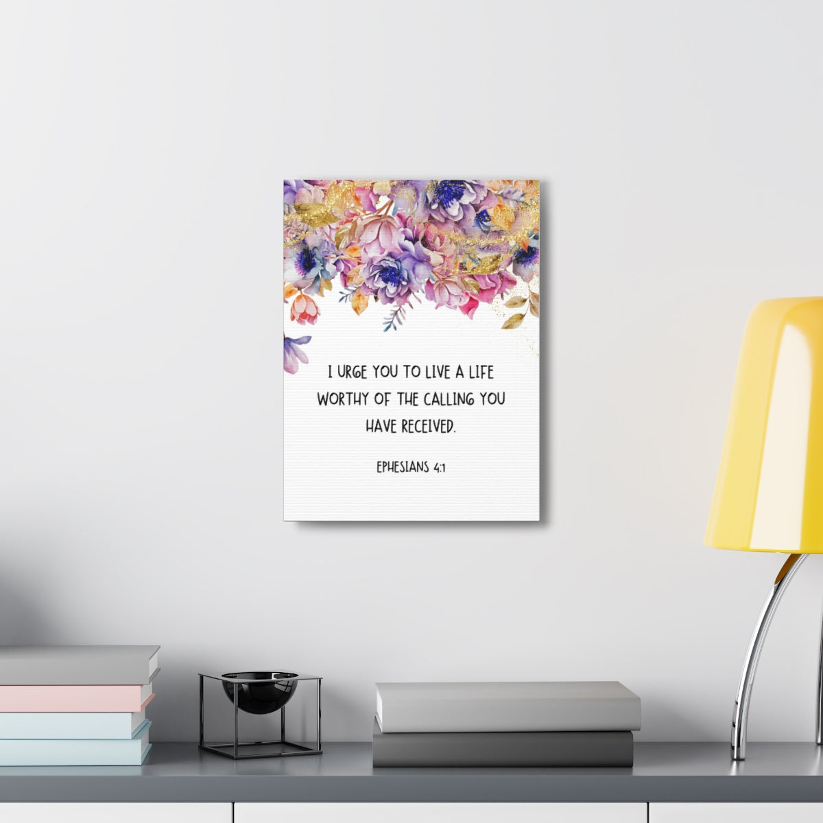 Scripture Walls Worthy Of The Calling Ephesians 4:1 Floral Bible Verse Canvas Christian Wall Art Ready to Hang Unframed-Express Your Love Gifts