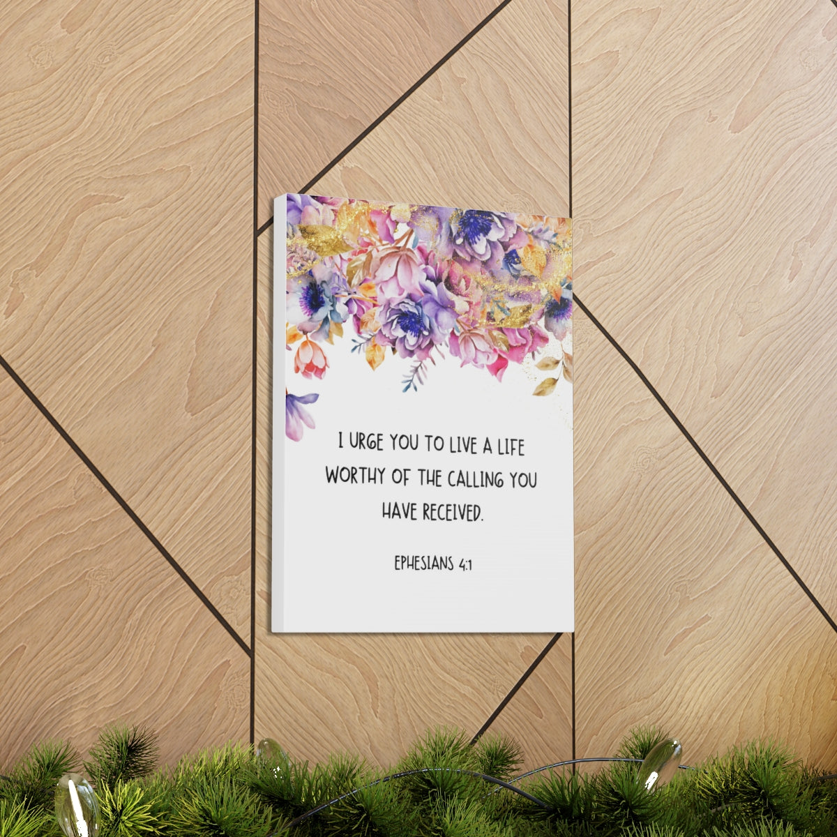 Scripture Walls Worthy Of The Calling Ephesians 4:1 Floral Bible Verse Canvas Christian Wall Art Ready to Hang Unframed-Express Your Love Gifts