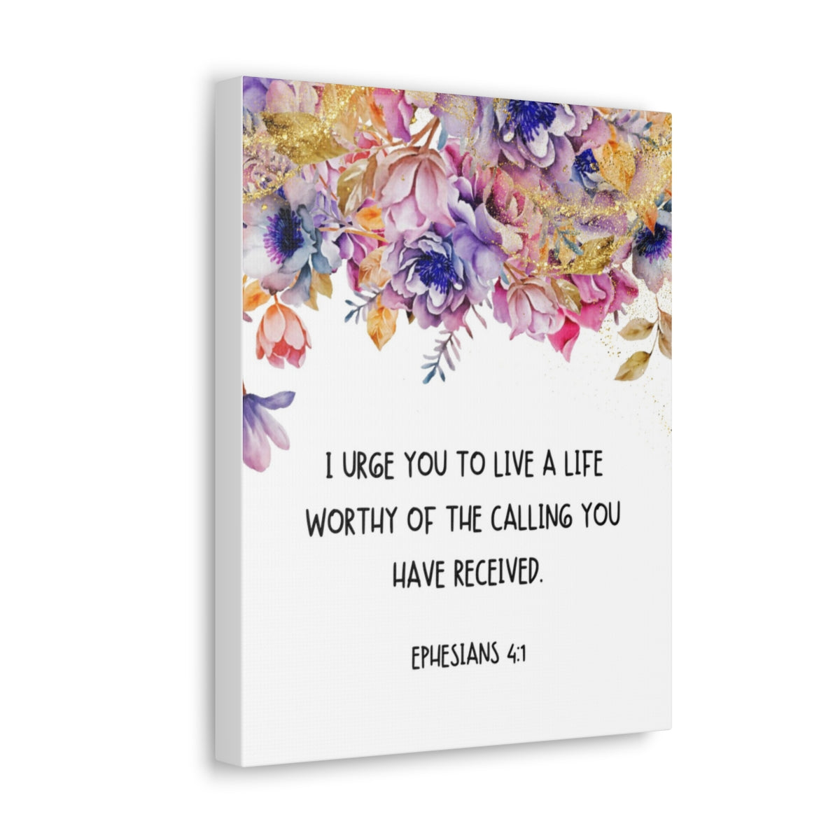 Scripture Walls Worthy Of The Calling Ephesians 4:1 Floral Bible Verse Canvas Christian Wall Art Ready to Hang Unframed-Express Your Love Gifts