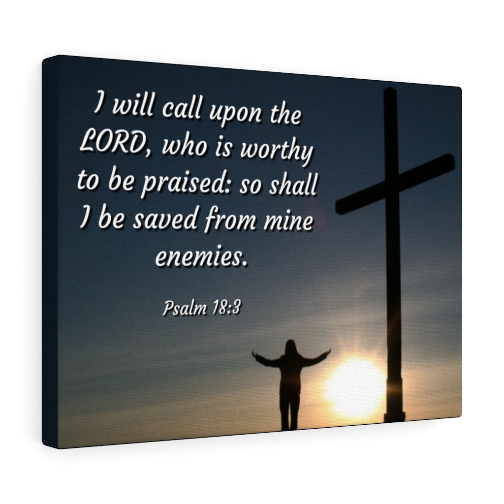 Scripture Walls Worthy Psalm 18:3 Bible Verse Canvas Christian Wall Art Ready to Hang Unframed-Express Your Love Gifts