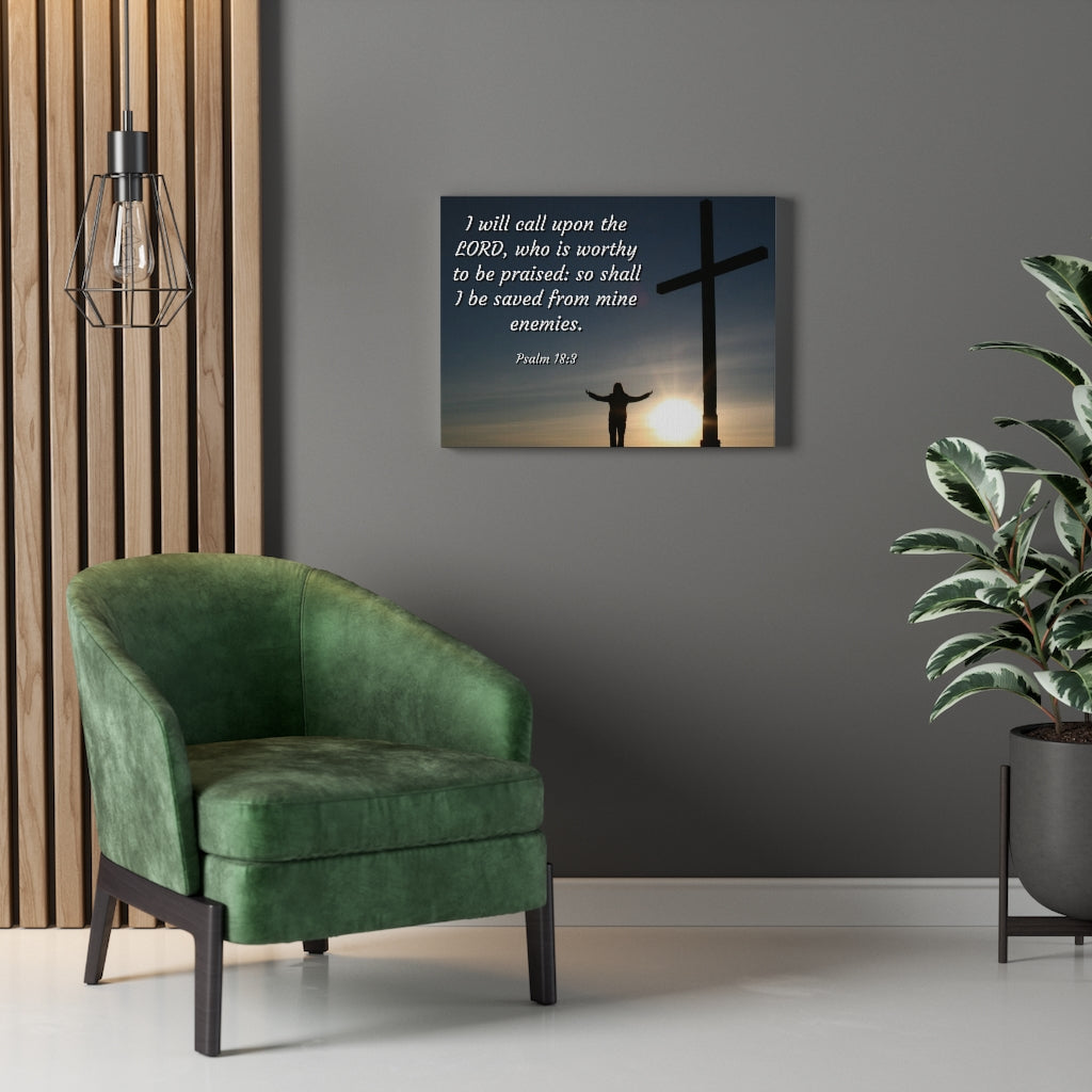 Scripture Walls Worthy Psalm 18:3 Bible Verse Canvas Christian Wall Art Ready to Hang Unframed-Express Your Love Gifts