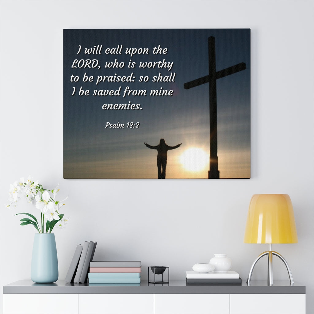 Scripture Walls Worthy Psalm 18:3 Bible Verse Canvas Christian Wall Art Ready to Hang Unframed-Express Your Love Gifts