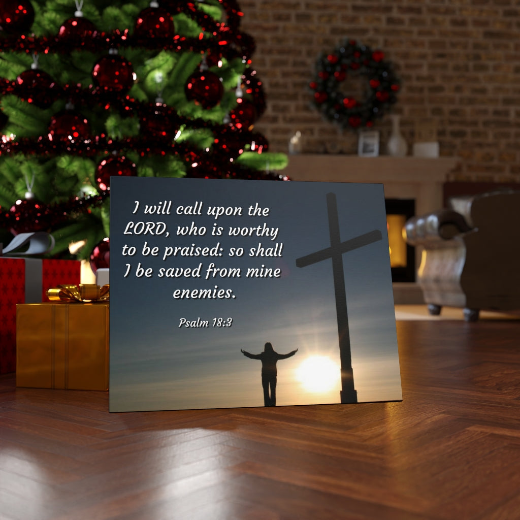 Scripture Walls Worthy Psalm 18:3 Bible Verse Canvas Christian Wall Art Ready to Hang Unframed-Express Your Love Gifts