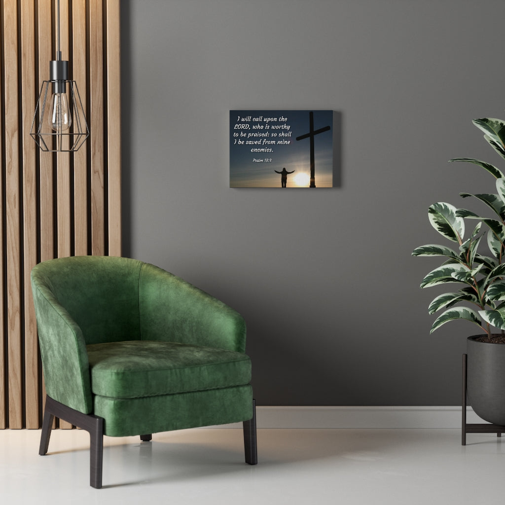 Scripture Walls Worthy Psalm 18:3 Bible Verse Canvas Christian Wall Art Ready to Hang Unframed-Express Your Love Gifts