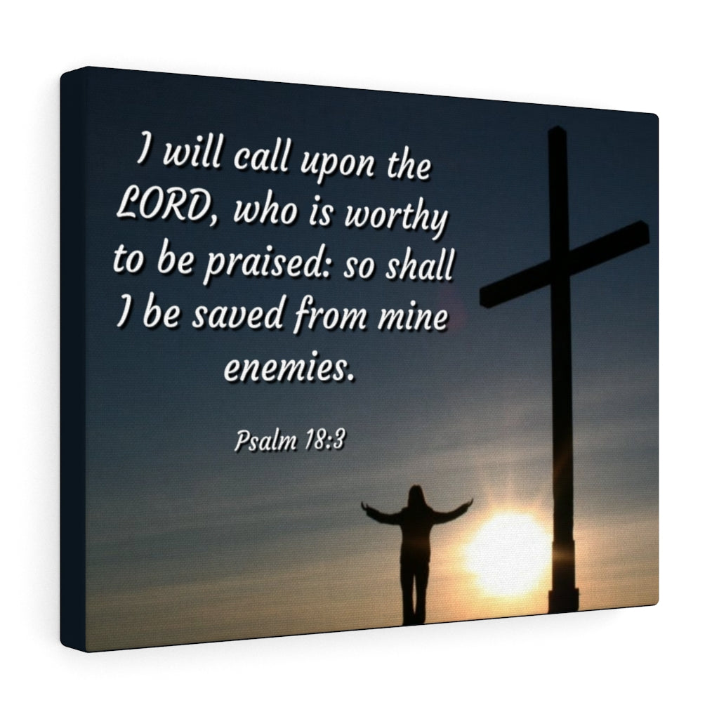 Scripture Walls Worthy Psalm 18:3 Bible Verse Canvas Christian Wall Art Ready to Hang Unframed-Express Your Love Gifts