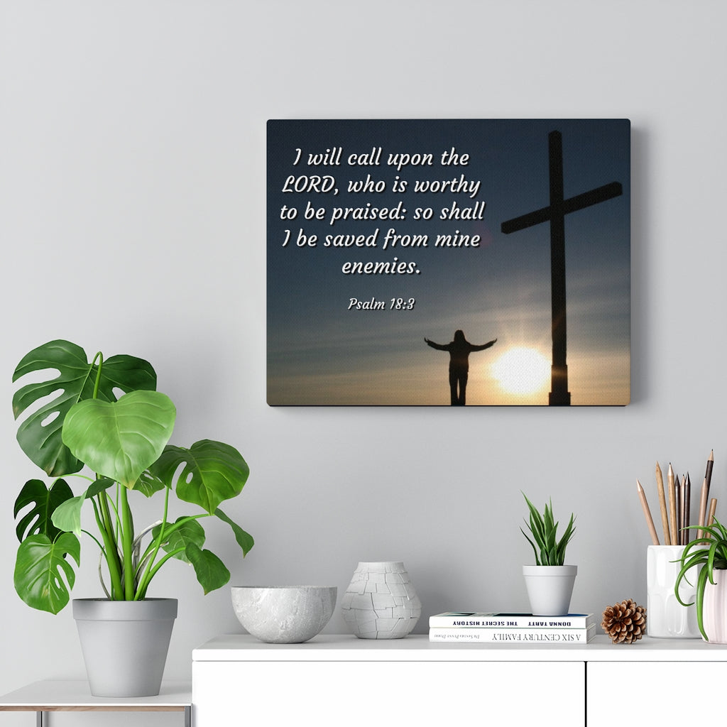 Scripture Walls Worthy Psalm 18:3 Bible Verse Canvas Christian Wall Art Ready to Hang Unframed-Express Your Love Gifts