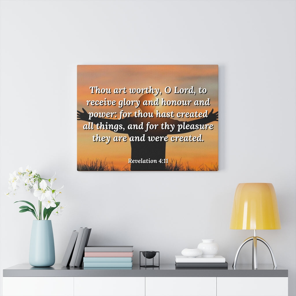 Scripture Walls Worthy Revelation 4:11 Bible Verse Canvas Christian Wall Art Ready to Hang Unframed-Express Your Love Gifts