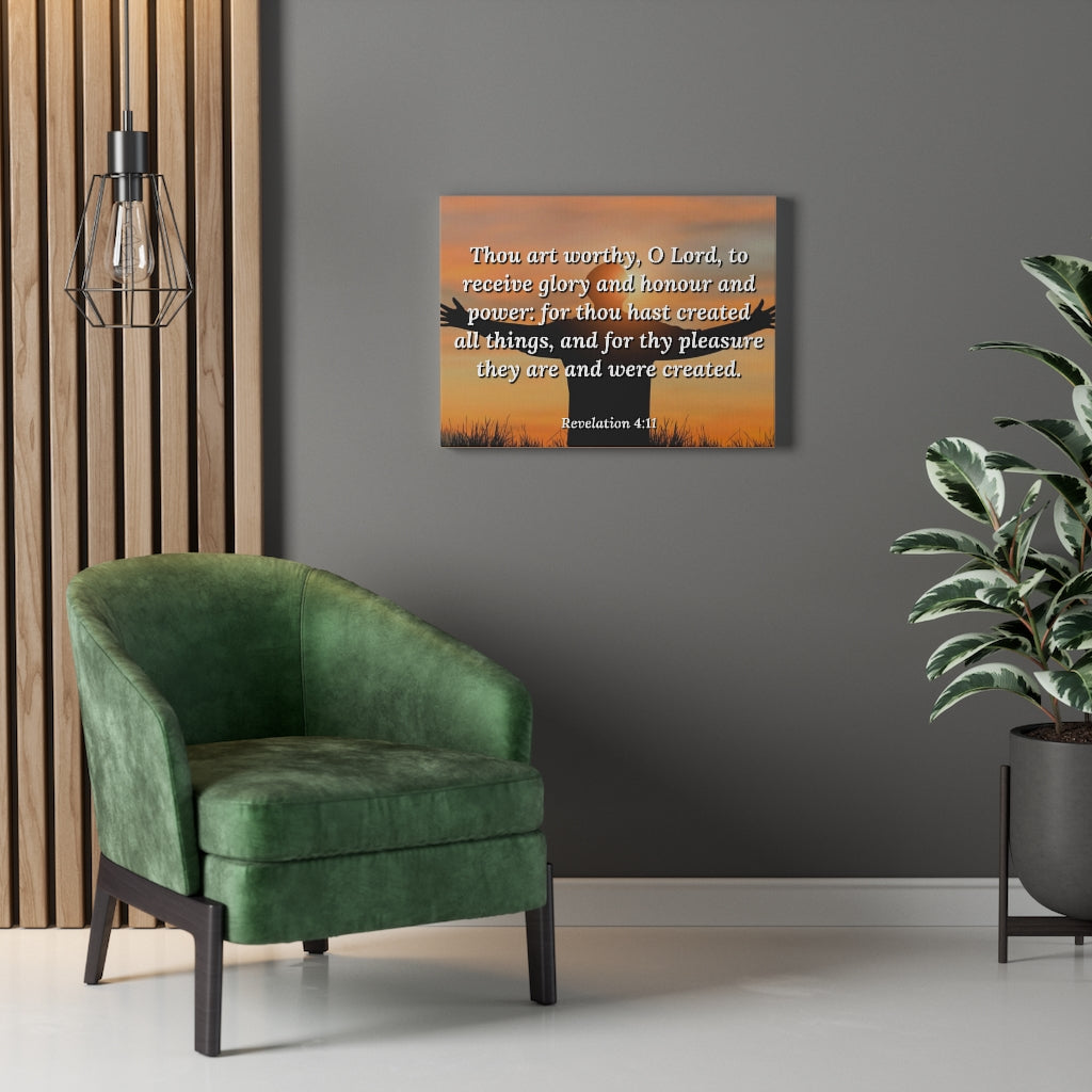 Scripture Walls Worthy Revelation 4:11 Bible Verse Canvas Christian Wall Art Ready to Hang Unframed-Express Your Love Gifts