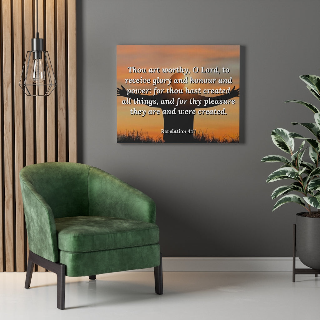 Scripture Walls Worthy Revelation 4:11 Bible Verse Canvas Christian Wall Art Ready to Hang Unframed-Express Your Love Gifts