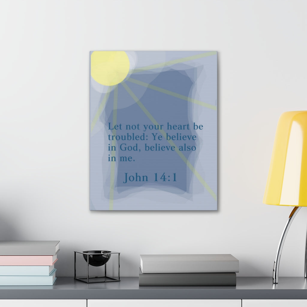 Scripture Walls Ye Believe In God John 14:1 Bible Verse Canvas Christian Wall Art Ready to Hang Unframed-Express Your Love Gifts