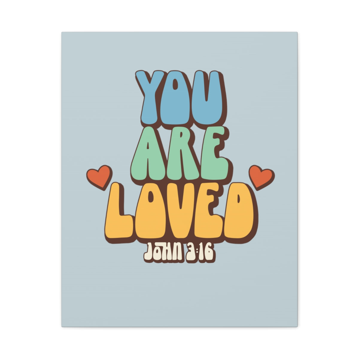 Scripture Walls You Are Loved John 3:16 Light Blue Bible Verse Canvas Christian Wall Art Ready to Hang Unframed-Express Your Love Gifts