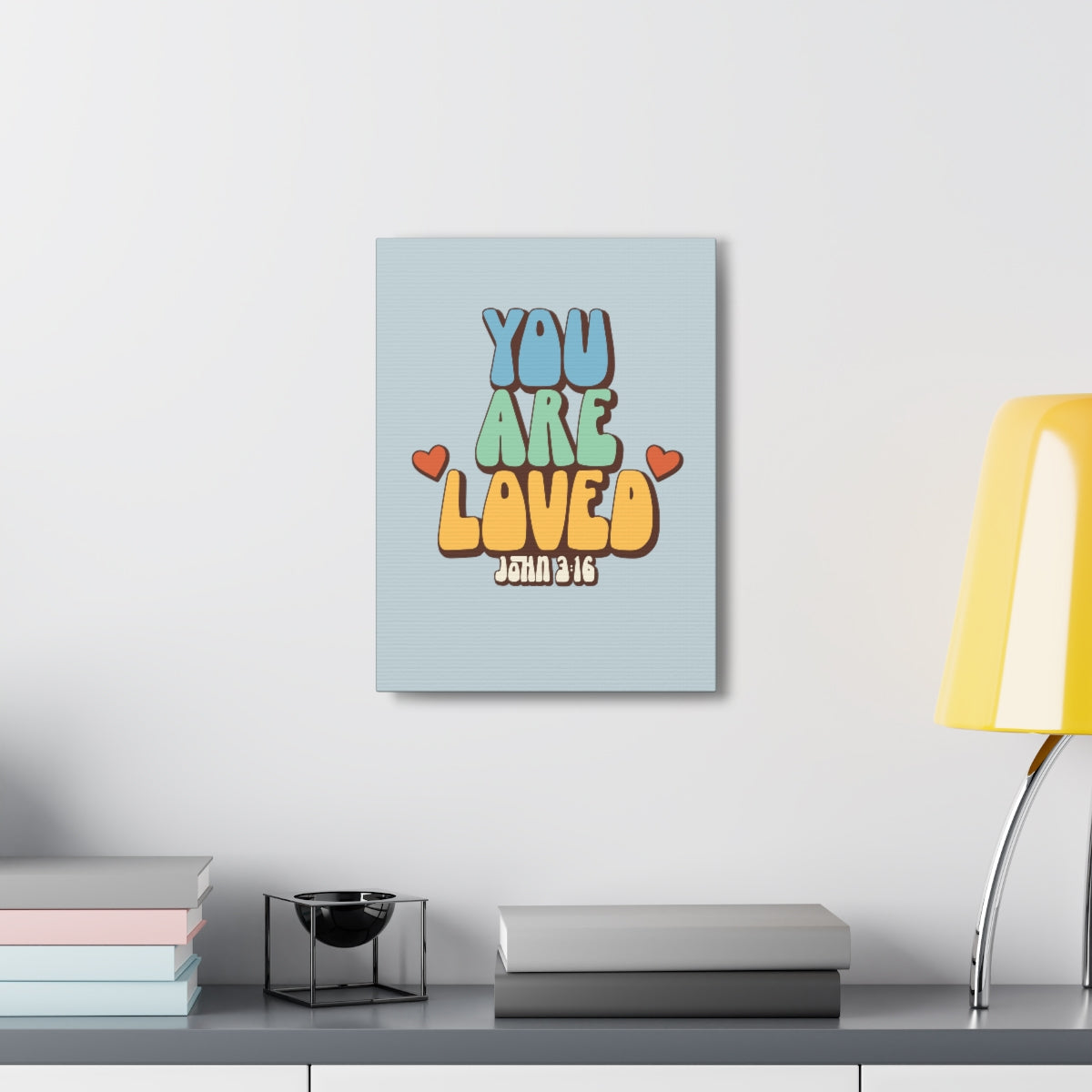 Scripture Walls You Are Loved John 3:16 Light Blue Bible Verse Canvas Christian Wall Art Ready to Hang Unframed-Express Your Love Gifts