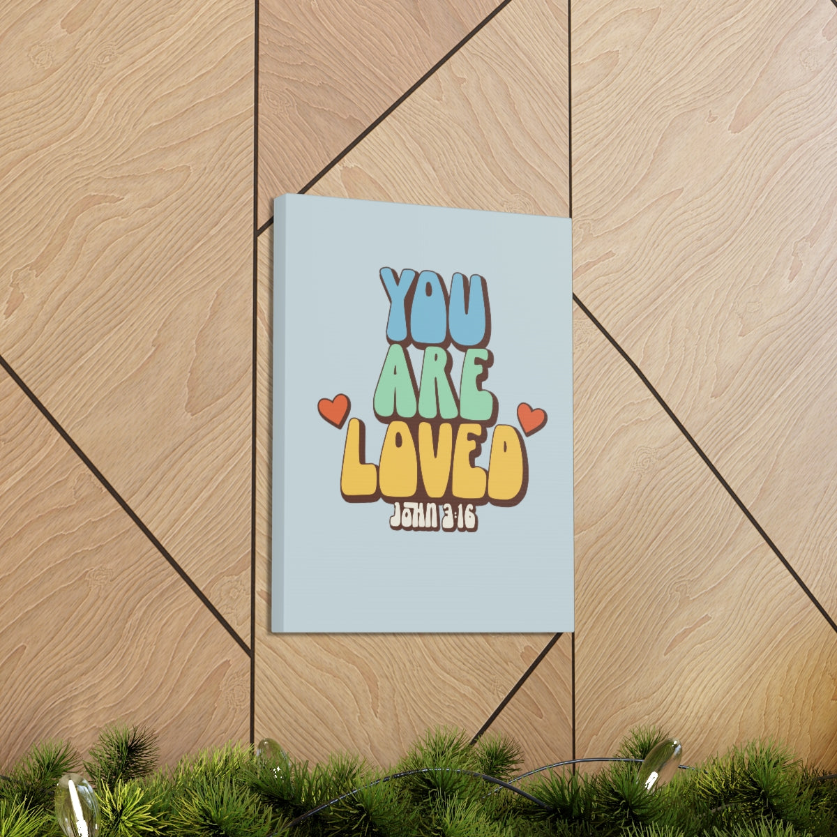 Scripture Walls You Are Loved John 3:16 Light Blue Bible Verse Canvas Christian Wall Art Ready to Hang Unframed-Express Your Love Gifts