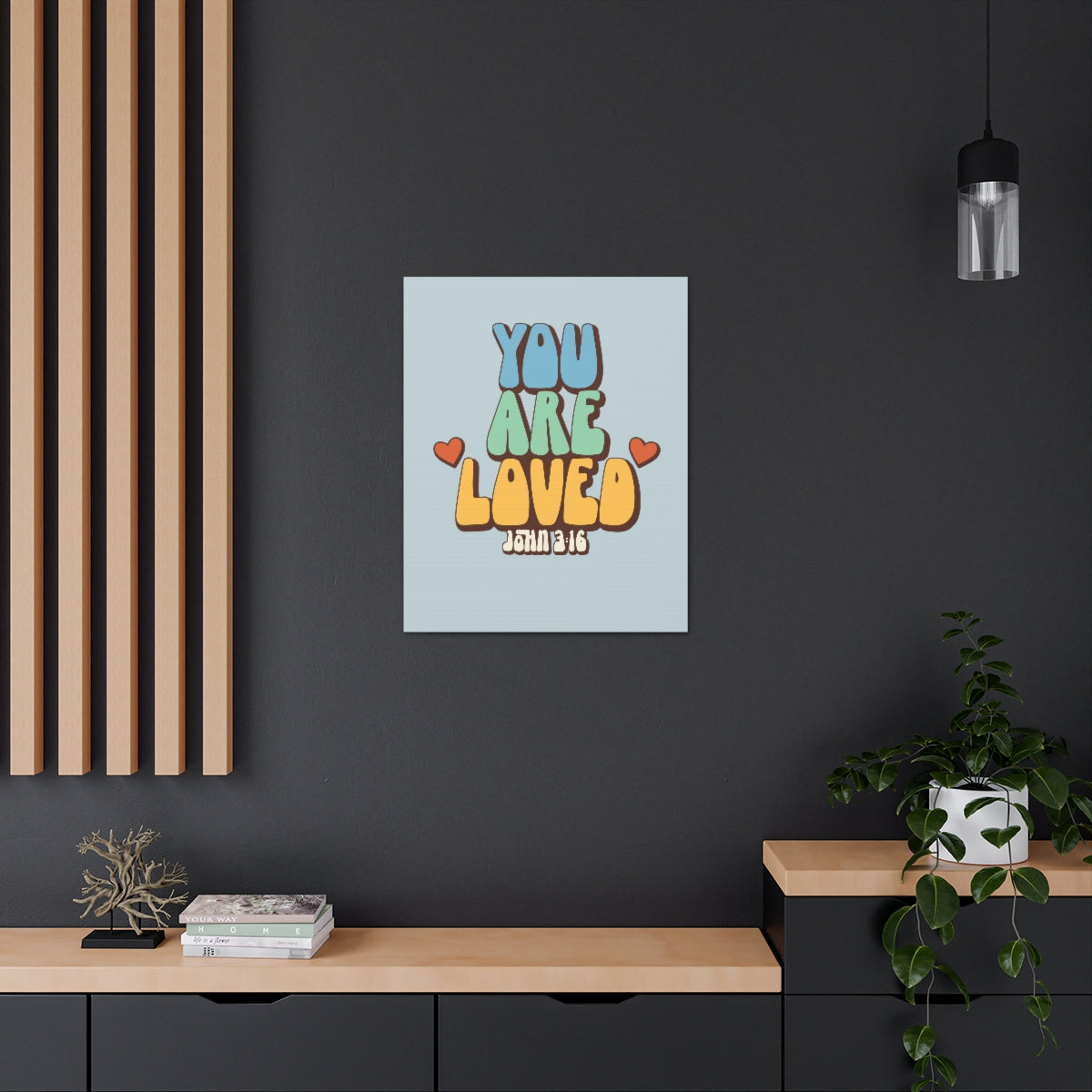 Scripture Walls You Are Loved John 3:16 Light Blue Bible Verse Canvas Christian Wall Art Ready to Hang Unframed-Express Your Love Gifts