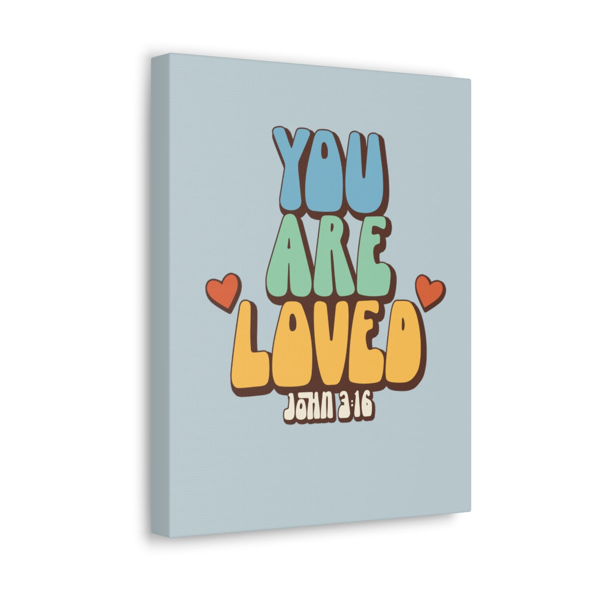 Scripture Walls You Are Loved John 3:16 Light Blue Bible Verse Canvas Christian Wall Art Ready to Hang Unframed-Express Your Love Gifts