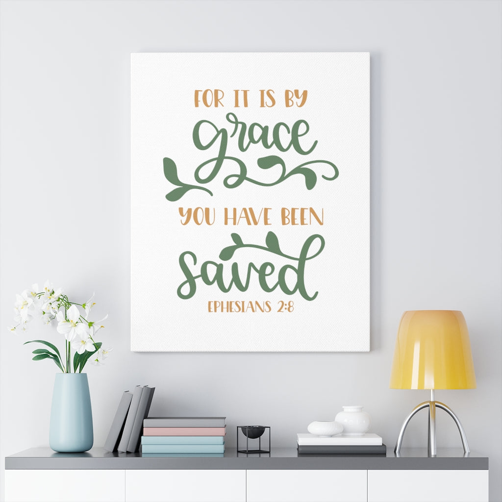 Scripture Walls You Have Been Saved Ephesians 2:8 Bible Verse Canvas Christian Wall Art Ready to Hang Unframed-Express Your Love Gifts