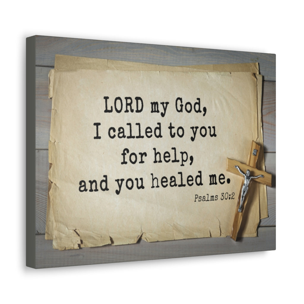 Scripture Walls You Healed Me Psalms 30:2 Bible Verse Canvas Christian Wall Art Ready to Hang Unframed-Express Your Love Gifts