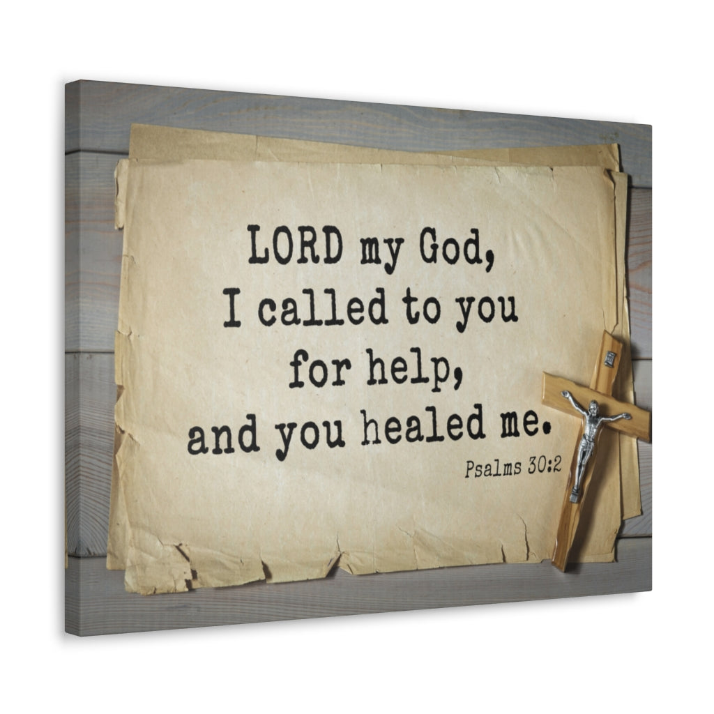Scripture Walls You Healed Me Psalms 30:2 Bible Verse Canvas Christian Wall Art Ready to Hang Unframed-Express Your Love Gifts