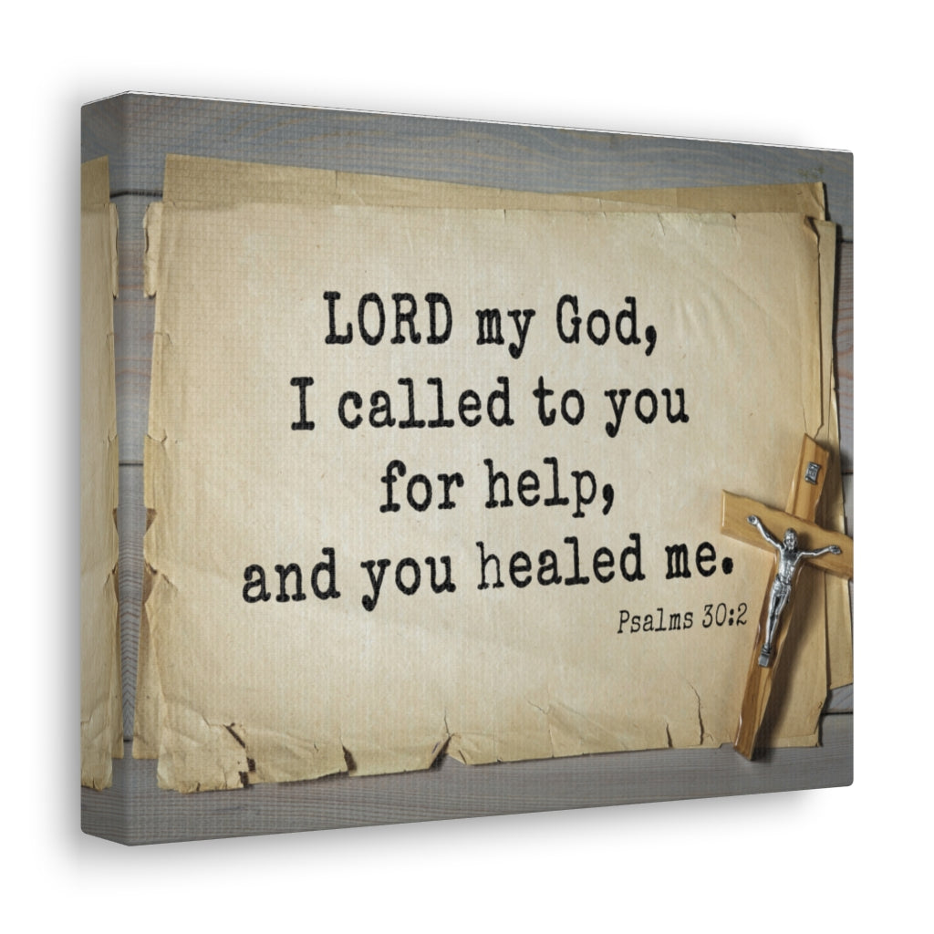 Scripture Walls You Healed Me Psalms 30:2 Bible Verse Canvas Christian Wall Art Ready to Hang Unframed-Express Your Love Gifts