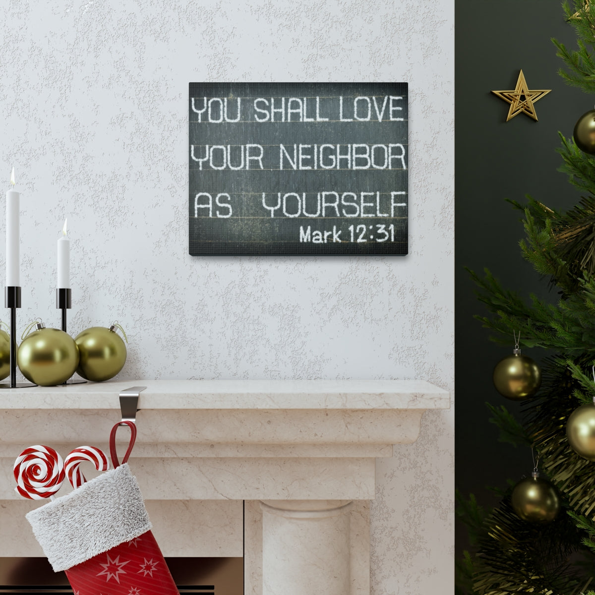 Scripture Walls You Shall Love Mark 12:31 Bible Verse Canvas Christian Wall Art Bible Verse Print Ready To Hang Unframed-Express Your Love Gifts
