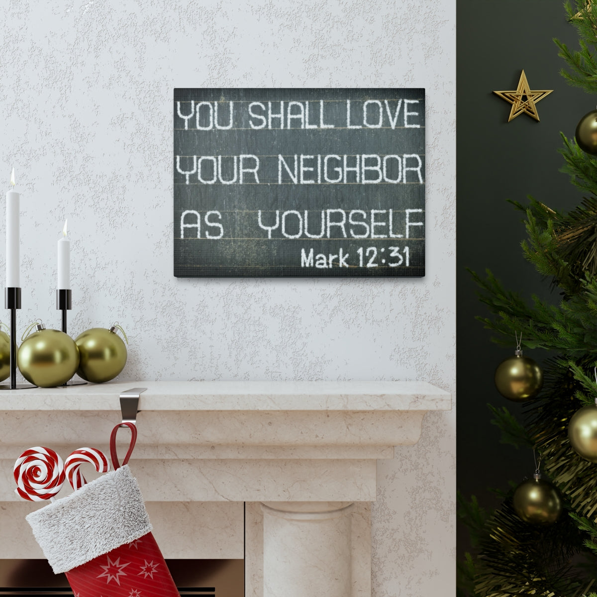 Scripture Walls You Shall Love Mark 12:31 Bible Verse Canvas Christian Wall Art Bible Verse Print Ready To Hang Unframed-Express Your Love Gifts