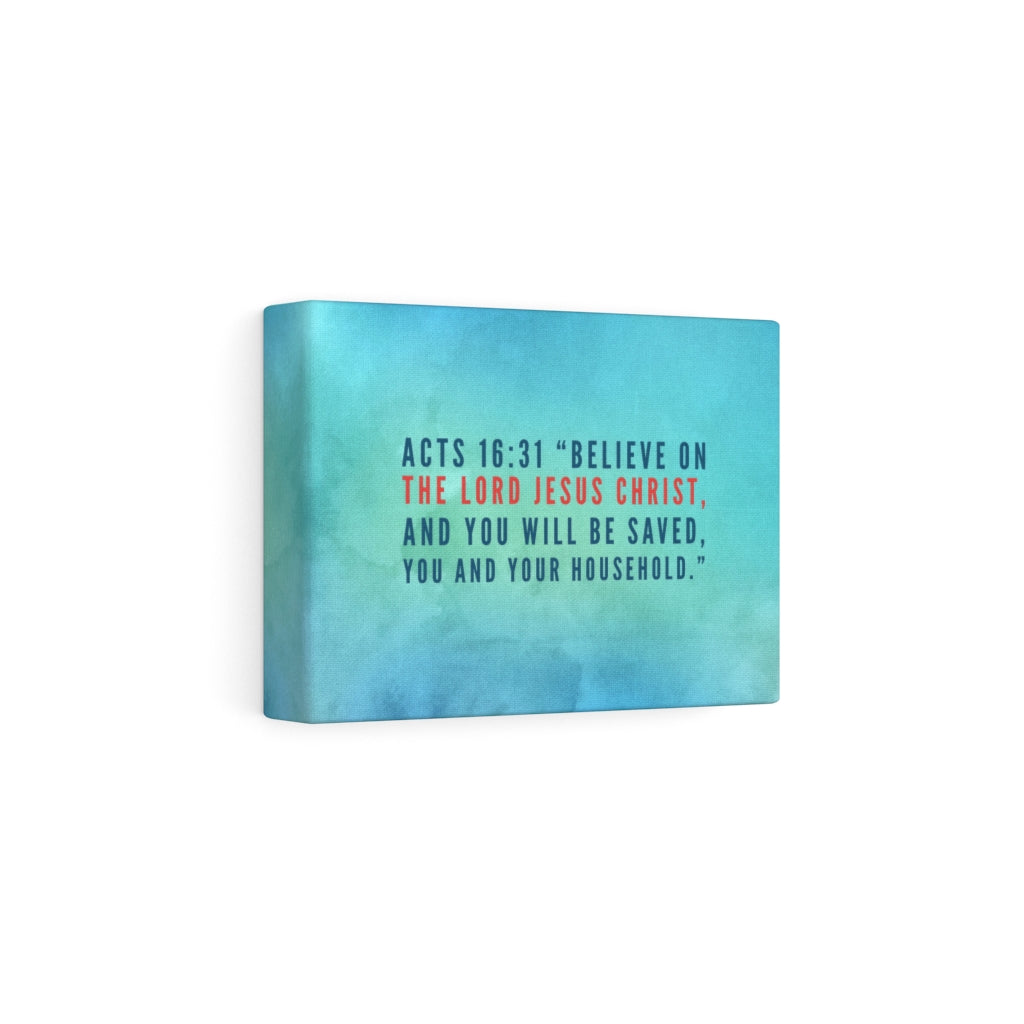 Scripture Walls You Will Be Saved Acts 16:31 Bible Verse Canvas Christian Wall Art Ready to Hang Unframed-Express Your Love Gifts