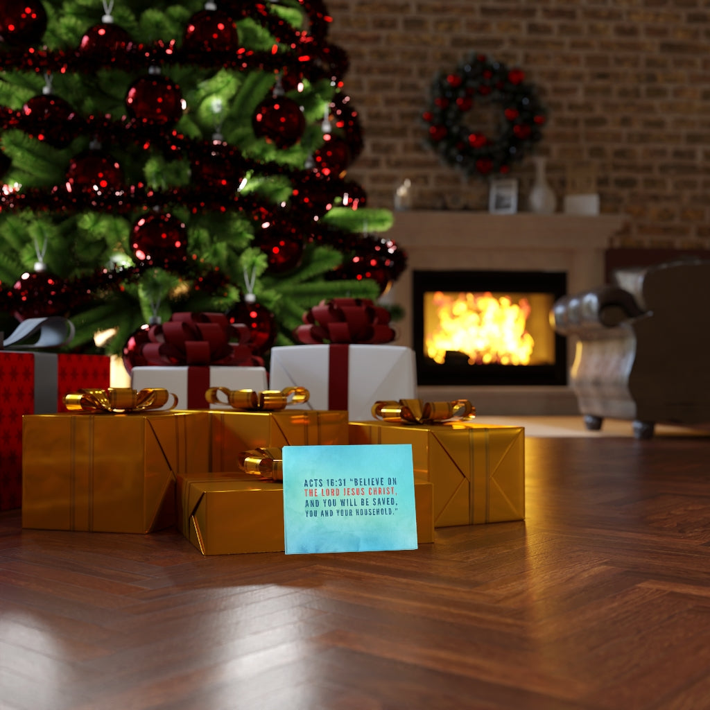 Scripture Walls You Will Be Saved Acts 16:31 Bible Verse Canvas Christian Wall Art Ready to Hang Unframed-Express Your Love Gifts