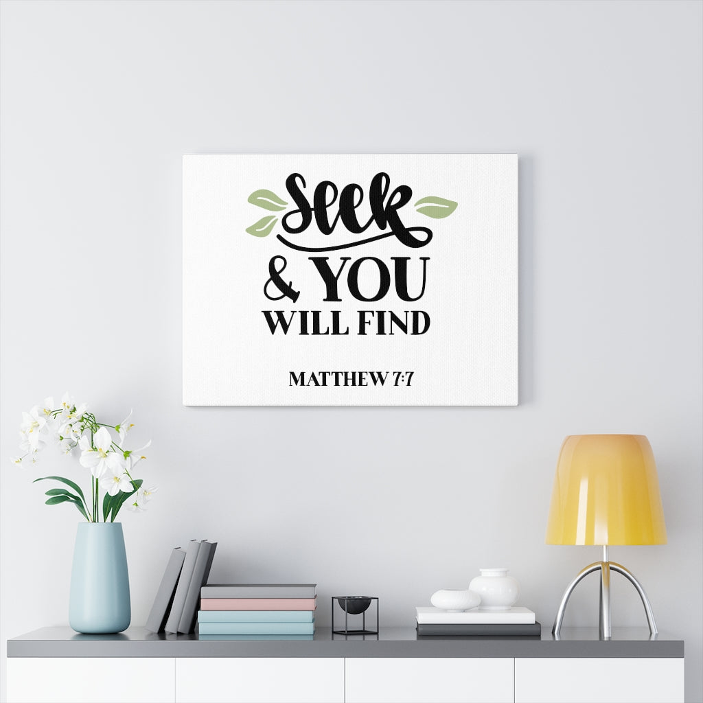 Scripture Walls You Will Find Matthew 7:7 Bible Verse Canvas Christian Wall Art Ready to Hang Unframed-Express Your Love Gifts