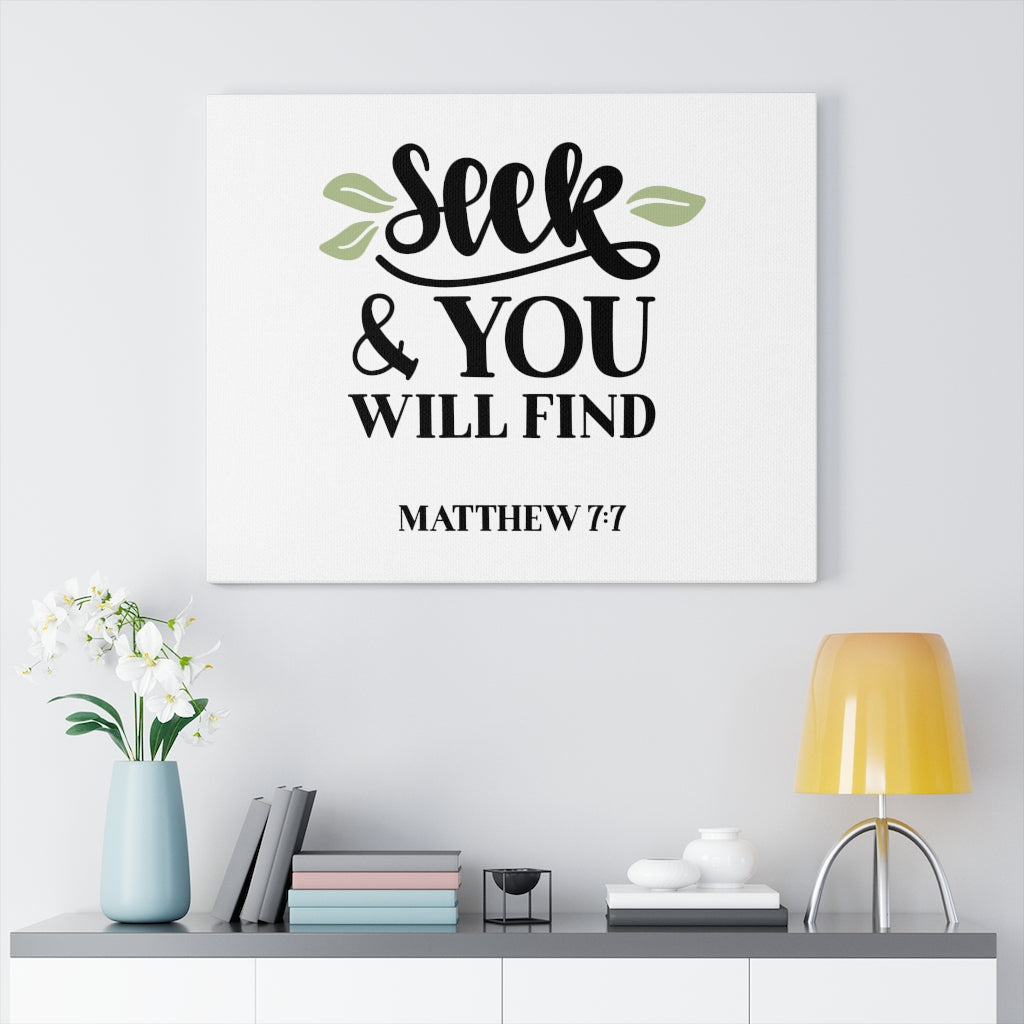 Scripture Walls You Will Find Matthew 7:7 Bible Verse Canvas Christian Wall Art Ready to Hang Unframed-Express Your Love Gifts