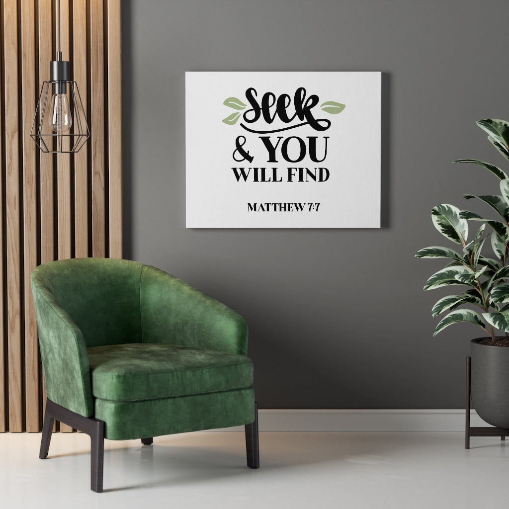 Scripture Walls You Will Find Matthew 7:7 Bible Verse Canvas Christian Wall Art Ready to Hang Unframed-Express Your Love Gifts