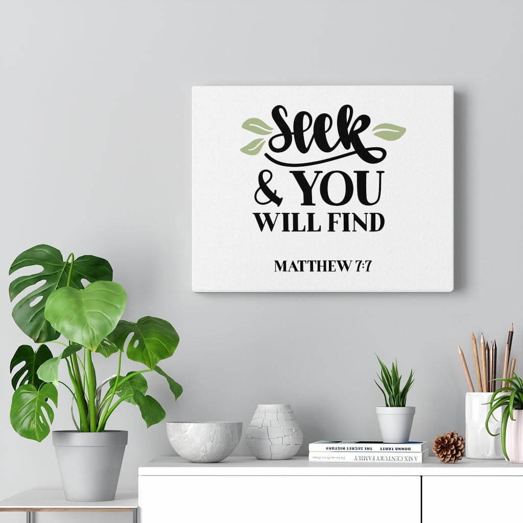 Scripture Walls You Will Find Matthew 7:7 Bible Verse Canvas Christian Wall Art Ready to Hang Unframed-Express Your Love Gifts