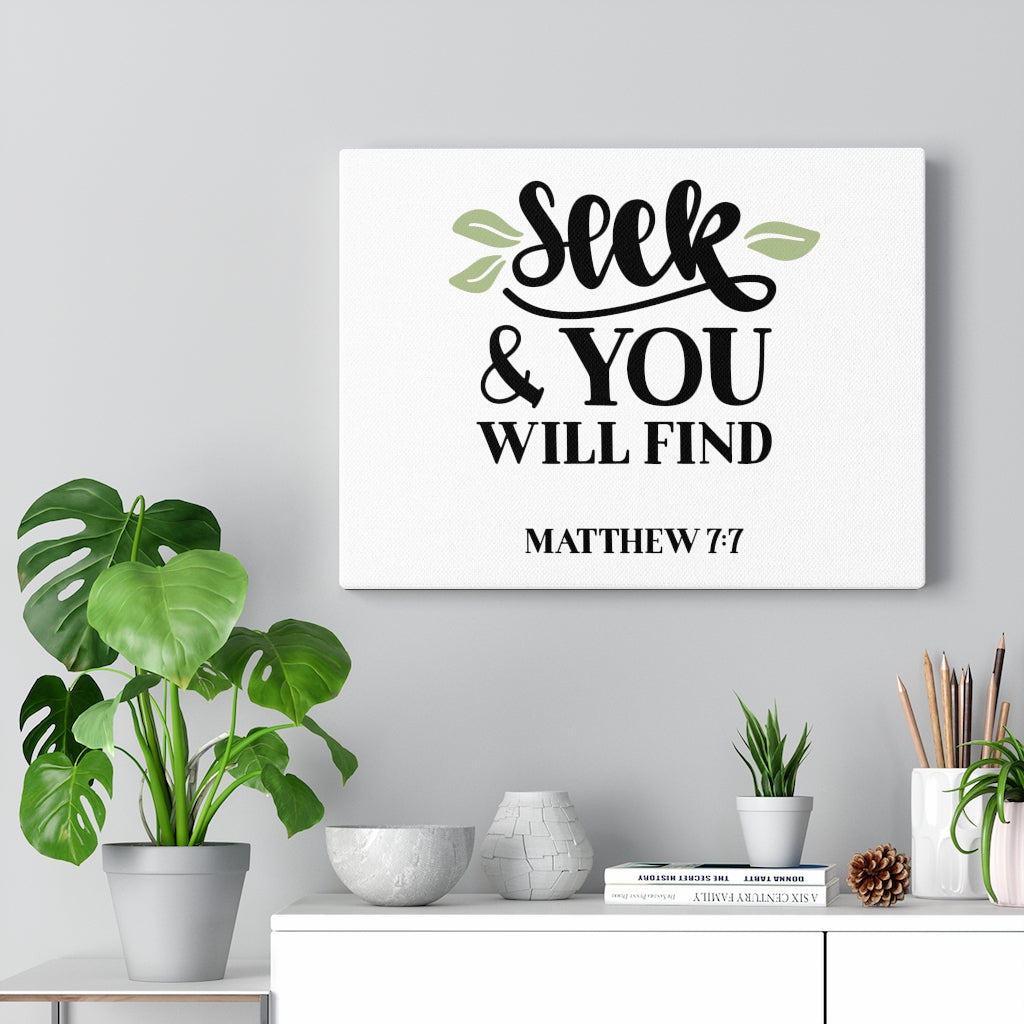 Scripture Walls You Will Find Matthew 7:7 Bible Verse Canvas Christian Wall Art Ready to Hang Unframed-Express Your Love Gifts