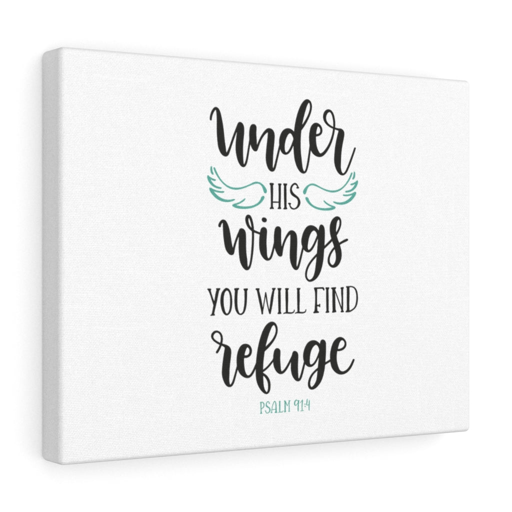 Scripture Walls You Will Find Refuge Psalm 91:4 Bible Verse Canvas Christian Wall Art Ready to Hang Unframed-Express Your Love Gifts