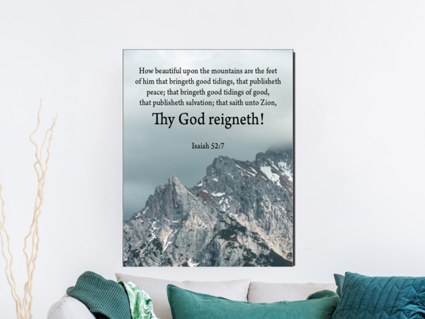 Scripture Walls Your God Reigns Isaiah 52:7 Christian Home Decor Bible Art Unframed-Express Your Love Gifts