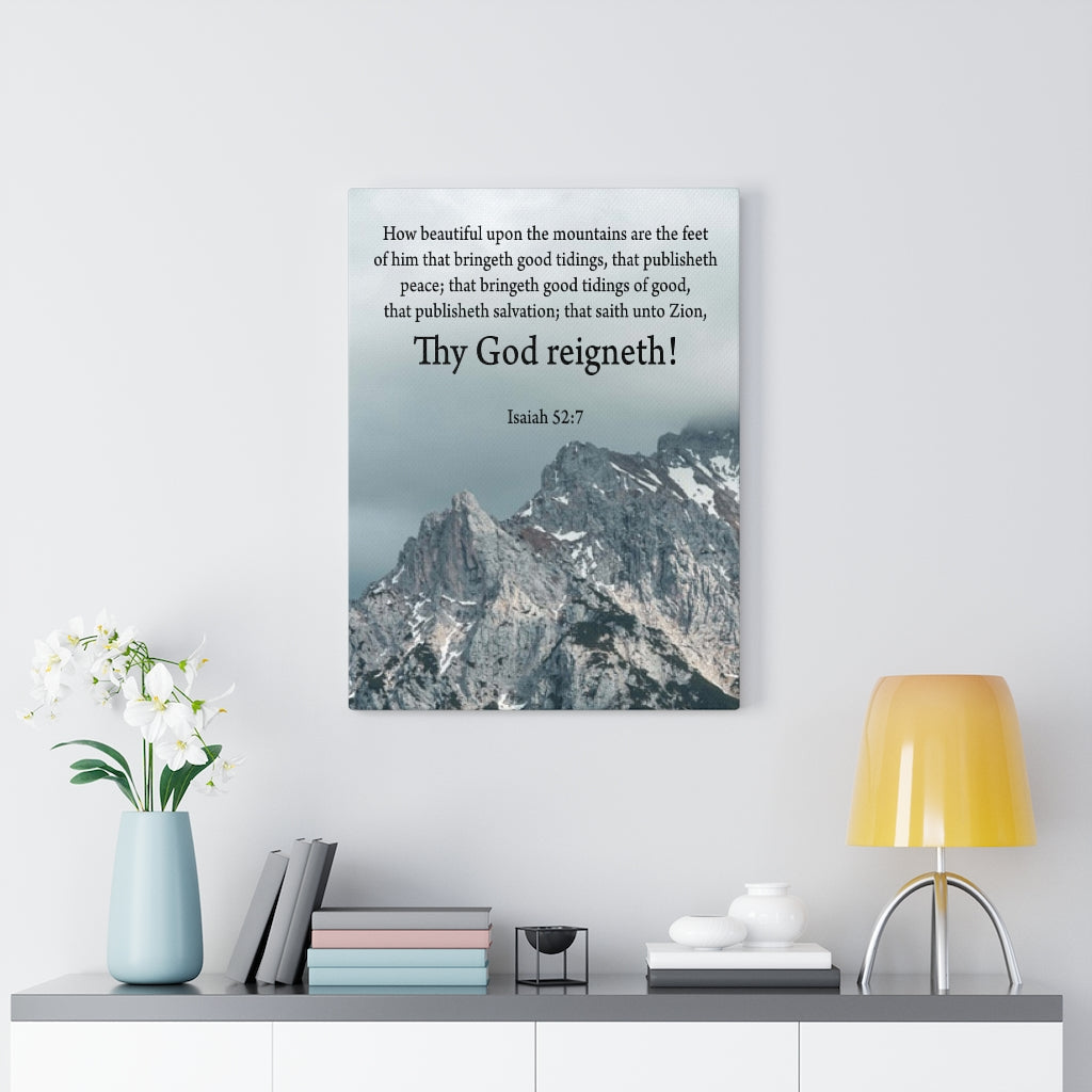 Scripture Walls Your God Reigns Isaiah 52:7 Christian Home Decor Bible Art Unframed-Express Your Love Gifts