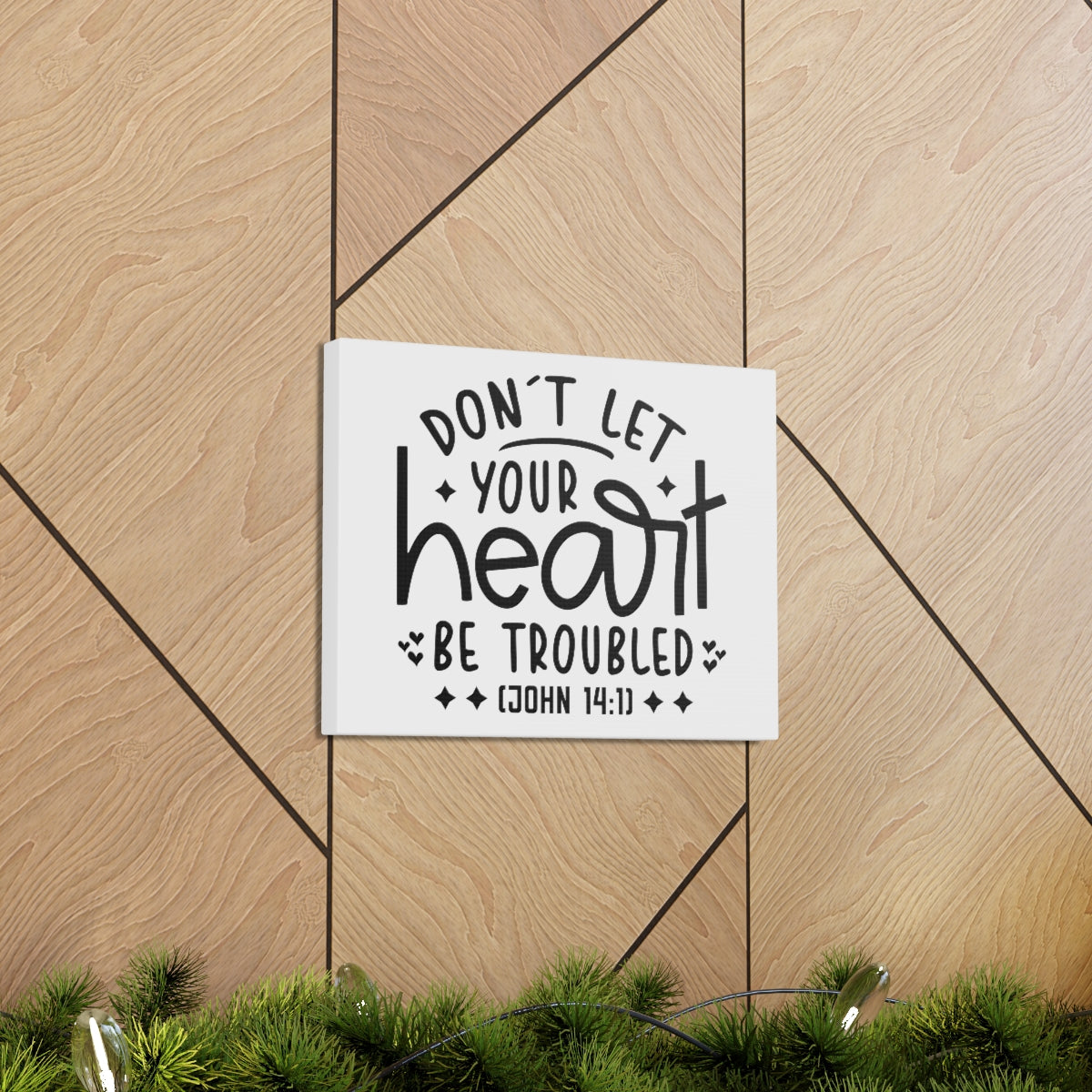 Scripture Walls Your Heart John 14:1 Star Heart Bible Verse Canvas Christian Wall Art Ready to Hang Unframed-Express Your Love Gifts
